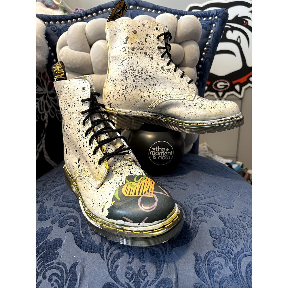 Dr Martens White Custom Painted Paint Splatter size 10/EU 42